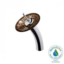 Single Hole 1-Handle Waterfall Faucet in Chrome with Aztec Glass Disc