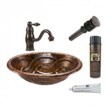 All-in-One Oval Braid Self Rimming Hammered Copper Bathroom Sink in Oil Rubbed Bronze