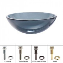 Vessel Sink in Clear Glass Black with Pop-Up Drain and Mounting Ring in Oil Rubbed Bronze