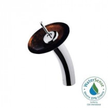 Single Hole 1-Handle Waterfall Faucet in Chrome with Russet Glass Disc