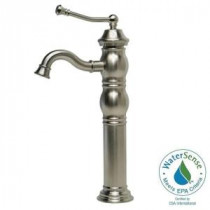 Traditional Single Hole 1-Handle Bathroom Vessel Faucet in Brushed Nickel