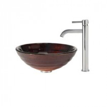 Iris Glass Vessel Sink and Ramus Faucet in Chrome