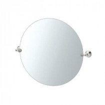 Laurel Avenue 30.13 in. x 25 in. Frameless Single Large Round Mirror in Satin Nickel