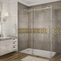 Moselle 60 in. x 35 in. x 75 in. Completely Frameless Sliding Shower Enclosure in Chrome with Clear Glass