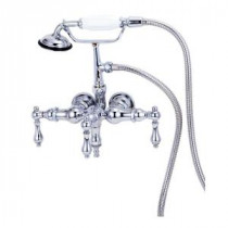TW01 3-Handle Claw Foot Tub Faucet with Handshower in Polished Brass
