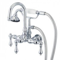 3-Handle Vintage Claw Foot Tub Faucet with Hand Shower and Lever Handles in Triple Plated Chrome