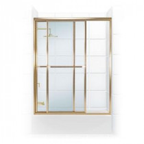 Paragon Series 54 in. x 55 in. Framed Sliding Tub Door with Towel Bar in Gold and Clear Glass