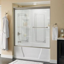 Panache 59-3/8 in. x 56-1/2 in. Bypass Sliding Tub Door in Brushed Nickel with Semi-Framed Mission Glass
