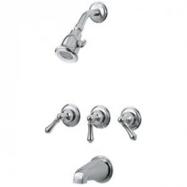 01 Series 3-Handle Tub and Shower Faucet Trim Kit in Polished Chrome with Metal Lever Handles (Valve Not Included)