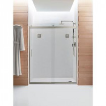 Levity 60-1/4 in. x 74 in. Semi-Framed Sliding Shower Door with Handle in Nickel