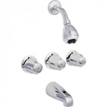Basic-N-Brass Collection Compression 3-Handle 1-Spray Tub and Shower Faucet Set in Chrome