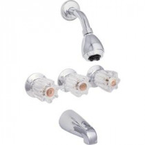 Basic-N-Brass Collection 3-Handle Compression Tub and Shower Faucet in Chrome