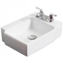 16.25-in. W x 12-in. D Wall Mount Rectangle Vessel Sink In White Color For 4-in. o.c. Faucet