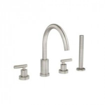 Sereno 2-Handle Deck-Mount Roman Tub Faucet with Hand Shower in Satin Nickel