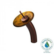 Single Hole 1-Handle Waterfall Faucet in Oil Rubbed Bronze with Copper Shapes Glass Disc