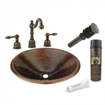 All-in-One Master Bath Oval Self Rimming Hammered Copper Bathroom Sink in Oil Rubbed Bronze