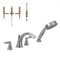 Brantford 2-Handle Deck-Mount Roman Tub Faucet Trim Kit with Handshower in Chrome - Valve Included
