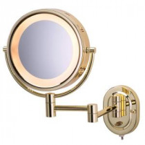 14.5 in. L x 9.75 in. Lighted Wall Mirror in Bright Brass
