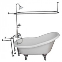 5.6 ft. Acrylic Ball and Claw Feet Slipper Tub in White with Polished Chrome Accessories