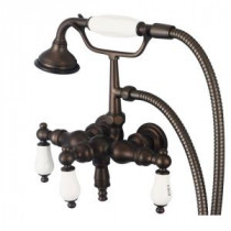 3-Handle Vintage Claw Foot Tub Faucet with Handshower and Lever Handles in Oil Rubbed Bronze