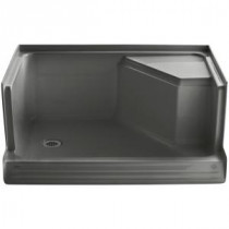 Memoirs 48 in. x 36 in. Single Threshold Shower Base with Integral Seat on Right in Thunder Grey