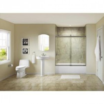 Levity 59-5/8 in. W x 62 in. H Semi-Framed Bypass Tub/Shower Door and Handle in Nickel