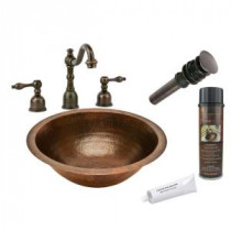 All-in-One Round Under Counter Hammered Copper Bathroom Sink in Oil Rubbed Bronze