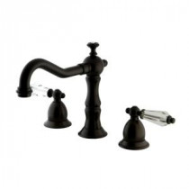 Transitional Crystal 8 in. Widespread 2-Handle High-Arc Bathroom Faucet in Oil Rubbed Bronze