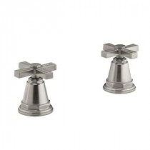 Pinstripe Bath or Deck-Mount High-Flow Bath Valve Trim with Cross Handle in Vibrant Brushed Nickel (Valve Not Included)