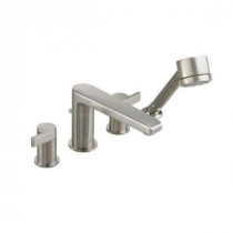 Studio 2-Handle Deck-Mount Roman Tub Faucet with Personal Shower in Satin Nickel