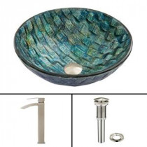 Glass Vessel Sink in Oceania and Duris Faucet Set in Brushed Nickel
