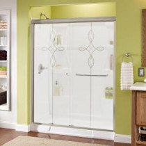 Simplicity 60 in. x 70 in. Semi-Framed Sliding Shower Door in Nickel with Tranquility Glass