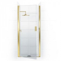 Paragon Series 29 in. x 65 in. Semi-Framed Continuous Hinge Shower Door in Gold with Clear Glass and Knock-On Handle