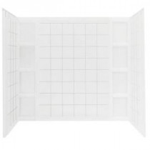 Ensemble 43-1/2 in. x 60 in. x 54-1/4 in. 3-piece Direct-to-Stud Tile Tub and Shower Wall Set in White