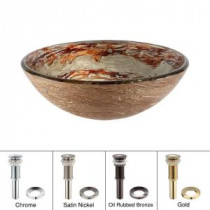 Glass Vessel Sink in Ares with Pop-Up Drain and Mounting Ring in Oil Rubbed Bronze