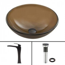 Glass Vessel Sink in Sheer Sepia and Blackstonian Faucet Set in Antique Rubbed Bronze