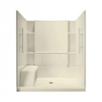 Accord 36 in. x 60 in. x 74-1/2 in. Shower Kit with Seat and Grab Bars in Biscuit
