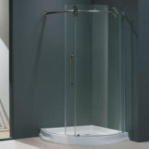 Sanibel 40.5 in. x 79.5 in. Frameless Bypass Shower Enclosure in Stainless Steel and Left Base
