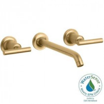 Purist Wall-Mount 2-Handle Bathroom Faucet Trim Kit in Vibrant Modern Brushed Gold (Valve Not Included)