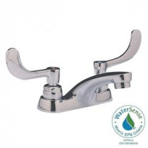 Monterrey 4 in. Centerset 2-Handle Bathroom Faucet in Polished Chrome with Wrist Blade Handles and Grid Drain