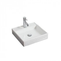 17.5-in. W x 17.5-in. D Wall Mount Square Vessel Sink In White Color For Single Hole Faucet