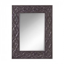 Sundry 40 in. x 30 in. Brushed Silver Carved Framed Wall Mirror