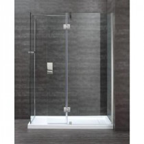 OVE Nevis 46.6 in. W x 78.75 in. H Frameless Pivot Shower Door in Chrome without Base