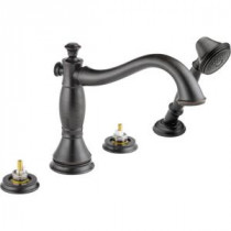 Cassidy 2-Handle Deck-Mount Roman Tub Faucet with Hand Shower Trim Kit in Venetian Bronze (Valve & Handles Not Included)