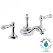 Artifacts 8 in. Widespread 2-Handle Tea Design Bathroom Faucet in Polished Chrome with Lever Handles