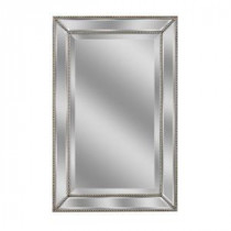 36 in. L x 24 in. W Metro Beaded Single Mirror in Silver