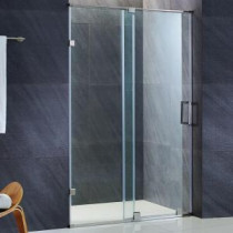 Ryland 50 in. x 71.5 in. Semi-Framed Sliding Shower Door in Stainless Steel with 3/8 in. Clear Glass