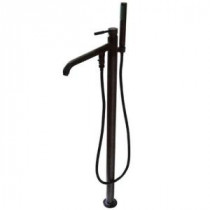 Modern 1-Handle Floor-Mount Tub Filler with Hand Shower in Oil Rubbed Bronze