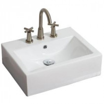 20.5-in. W x 16-in. D Above Counter Rectangle Vessel Sink In White Color For 8-in. o.c. Faucet
