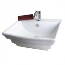 20-in. W x 18-in. D Above Counter Rectangle Vessel Sink In White Color For Single Hole Faucet